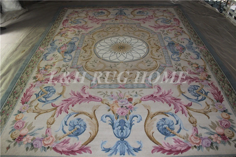 Goede Gratis Verzending 10'x14' 90 Lijn Savonnerie Tapijt, Handgeknoopte Wollen Savonnerie Tapijt