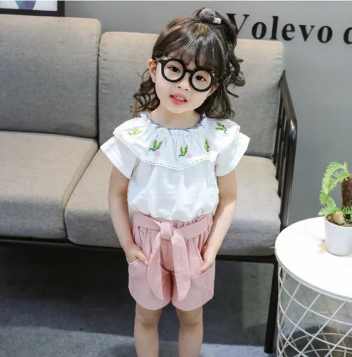 Infant Toddler Baby Girl Clothes Cotton Sleeveless Floral T-shirt Top Dress+Colorful Shorts Pants 2PCS Outfit Set | Мать и ребенок