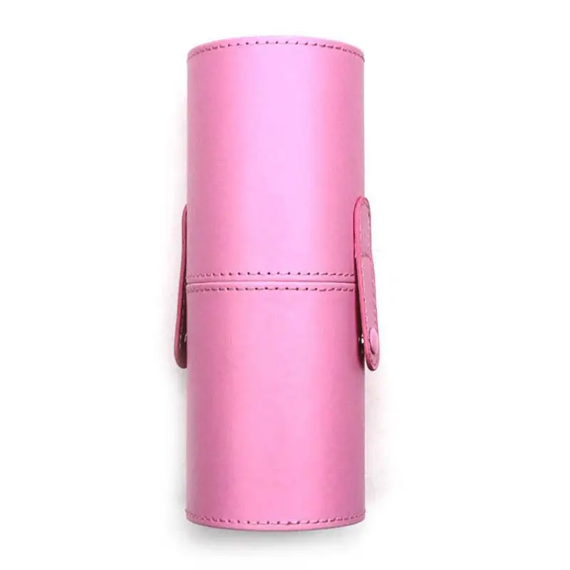 pink ELECOOL из искусственной кожи держатель для хранения макияжа Органайзер коробка для кисти для макияжа Ручка Косметическая чаша чехол коробка 15 типов - Цвет: pink