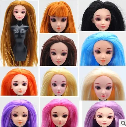 Разноцветные волосы Bjd 3D голова кукла с глазами и волосами аксессуары для