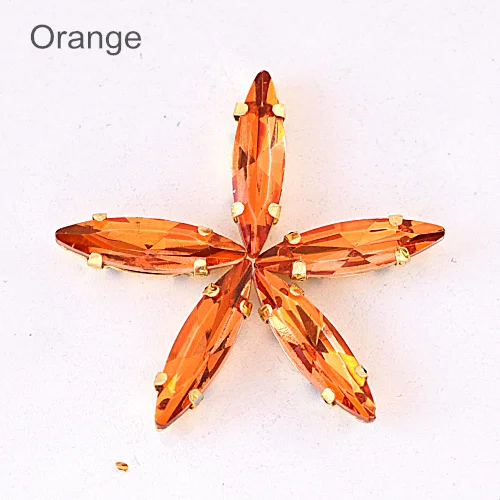orange 4x15 мм, 50 шт., цветные стразы в виде лошадиного глаза с золотыми когтями для шитья, стеклянные камни для свадебного платья F0065 - Цвет: orange