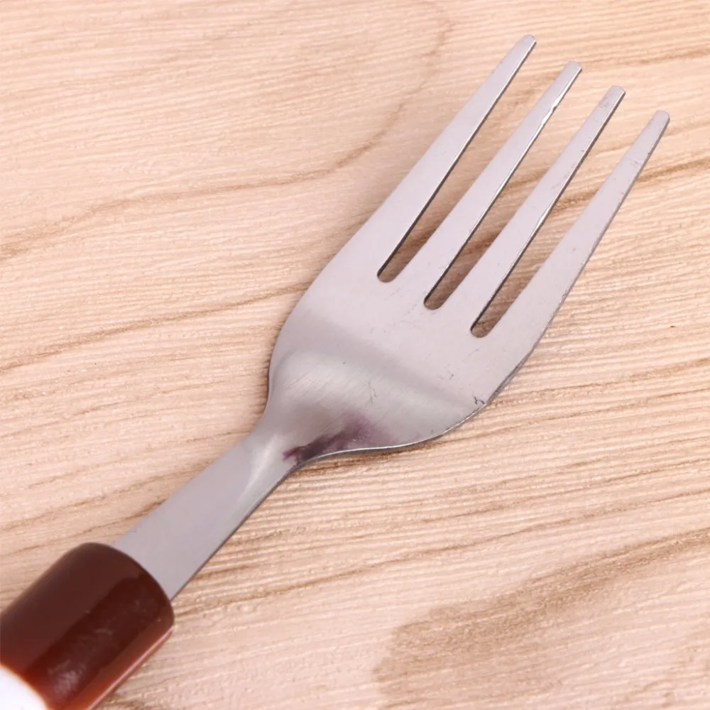 

2Pcs Cartoon Baby Safety Stainless Steel Spoon Fork Set Kids Feeding Tableware