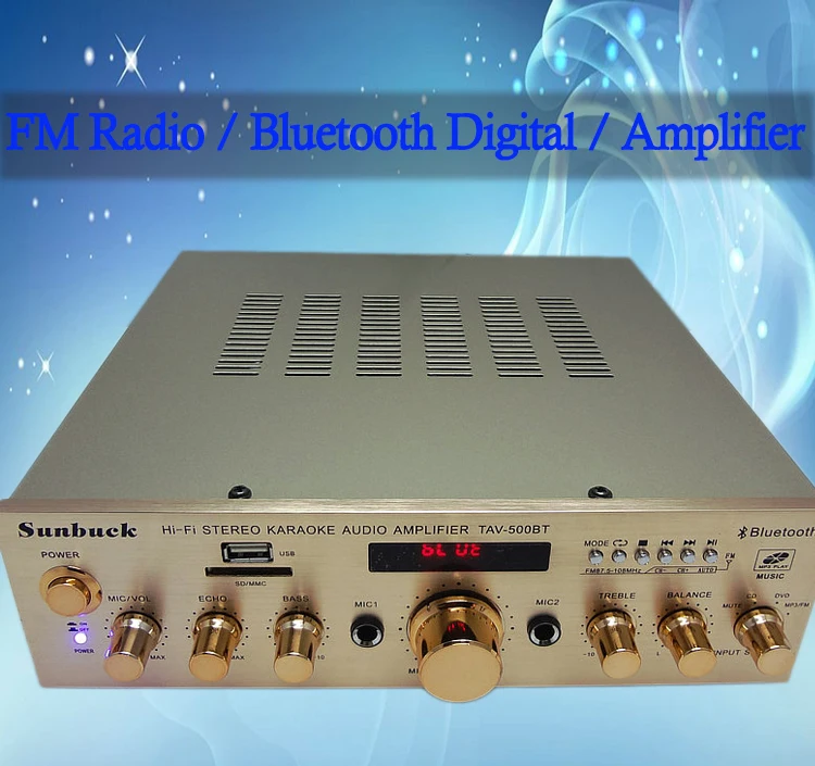 Hi Fi AV 500BT обновления Цифровой караоке высокого Мощность fm радио SD кард усилитель