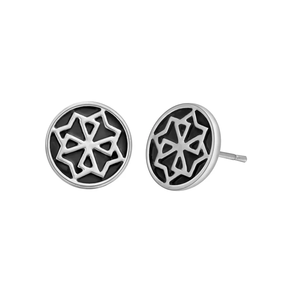 Мужские Винтажные сережки Lada Virgin Alatyr черные гвоздики ювелирные изделия