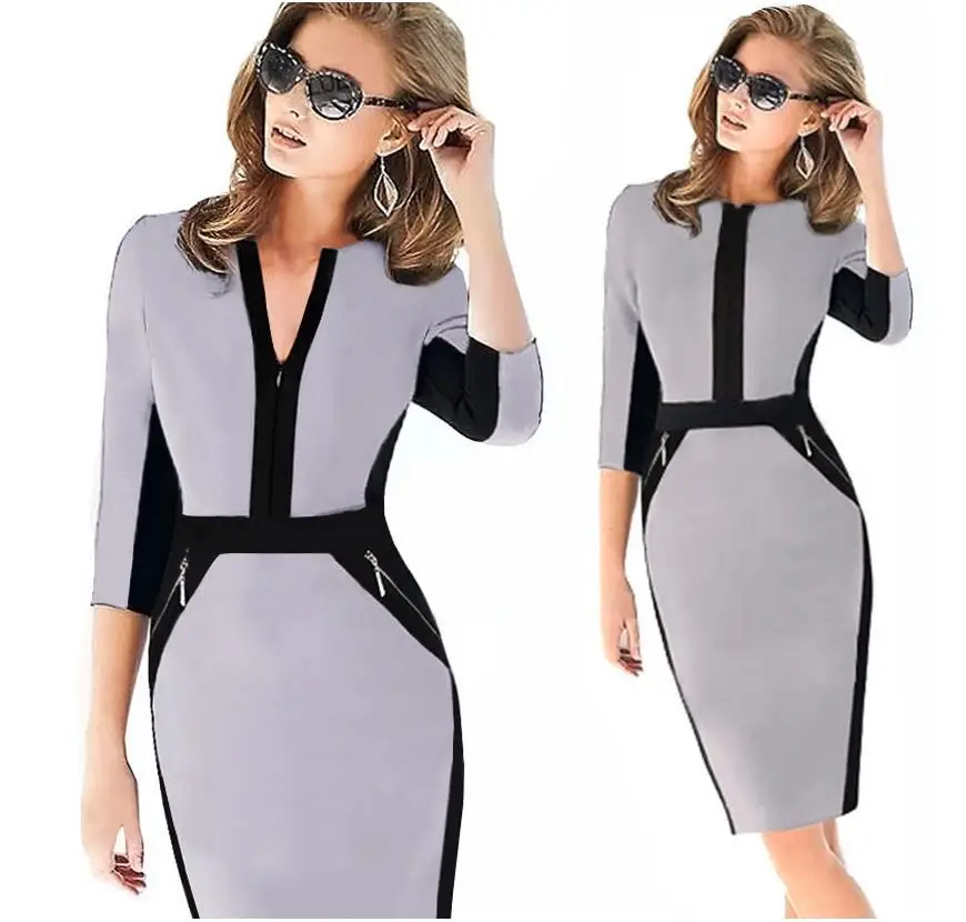 Женское платье-туника в стиле пэчворк элегантное офисное облегающее