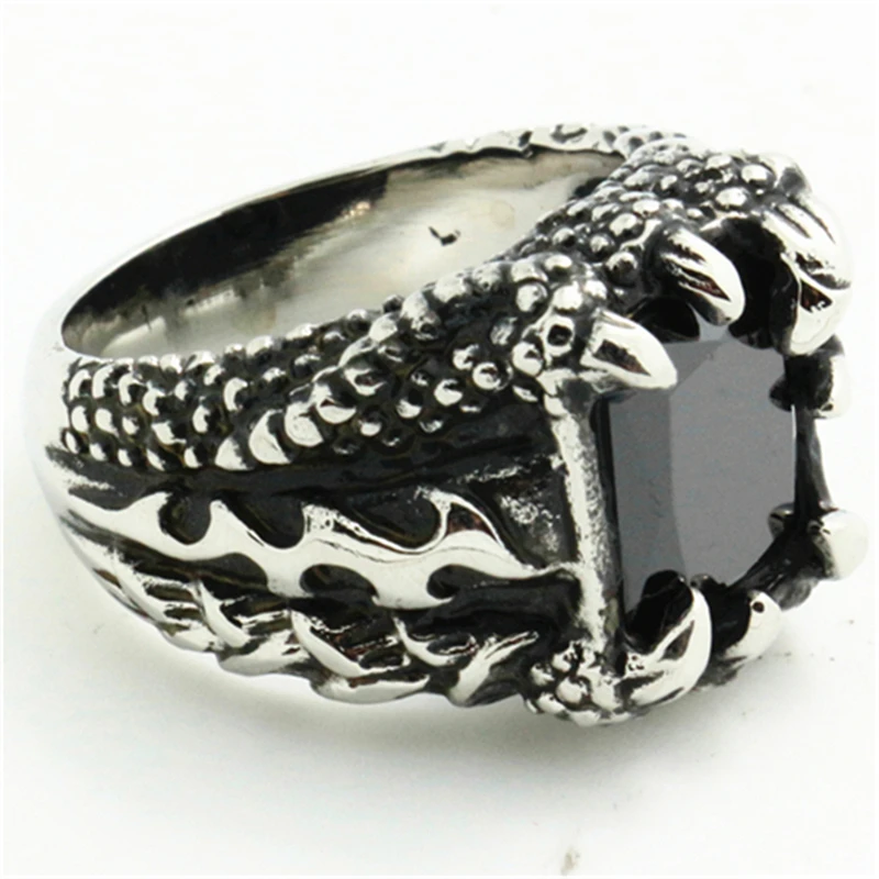 Top Quality Mens 316L Stainless Steel Dragon Claws Black Stone Biker Ring Wholesale Price | Украшения и аксессуары
