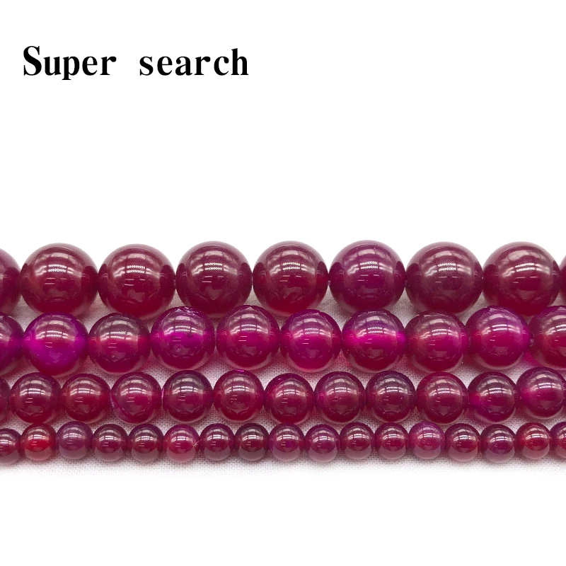 Wholesale Rose red Chalcedony agat Natural Stone Beads For Jewelry Making DIY Bracelet Necklace4/6 /8 / 10MM Strand 15'' | Украшения