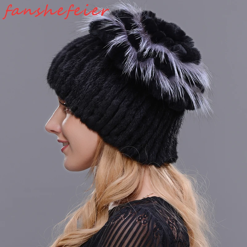 FANSHEFEIER русская Новинка, женская меховая шапка, женская зимняя Лыжная шапка, теплые наушники из меха норки и лисы, шапка ручной работы