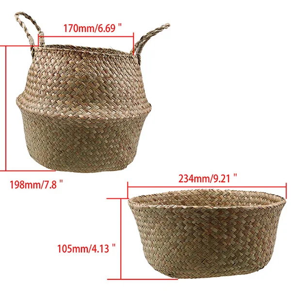 Nature S Hamdmake Flower Storage Basket pot Seagrass Rattan Laundry Basket Folding Woven Clothes Toy Sundries Home Storage Baskets - Цвет: Nature S