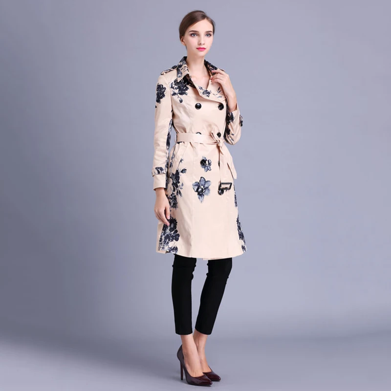2020 Новинка весна и осень женский роскошный х-длинный Тренч пальто с отворотом