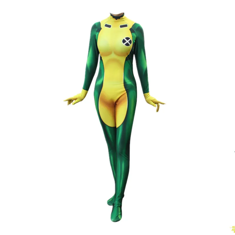 X-men Rogue костюм зентай для косплея комбинезоны костюмы на Хэллоуин женщин |