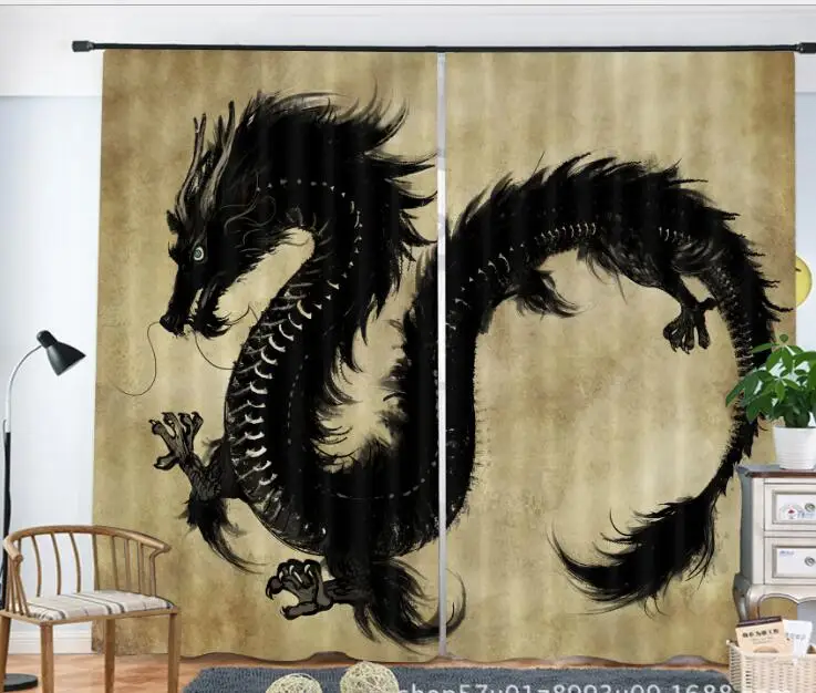

Chinese Dragon Curtain Luxury Blackout 3D Window Curtain Living Room office Bedroom decorate Drapes Rideaux Cortina pillowcase