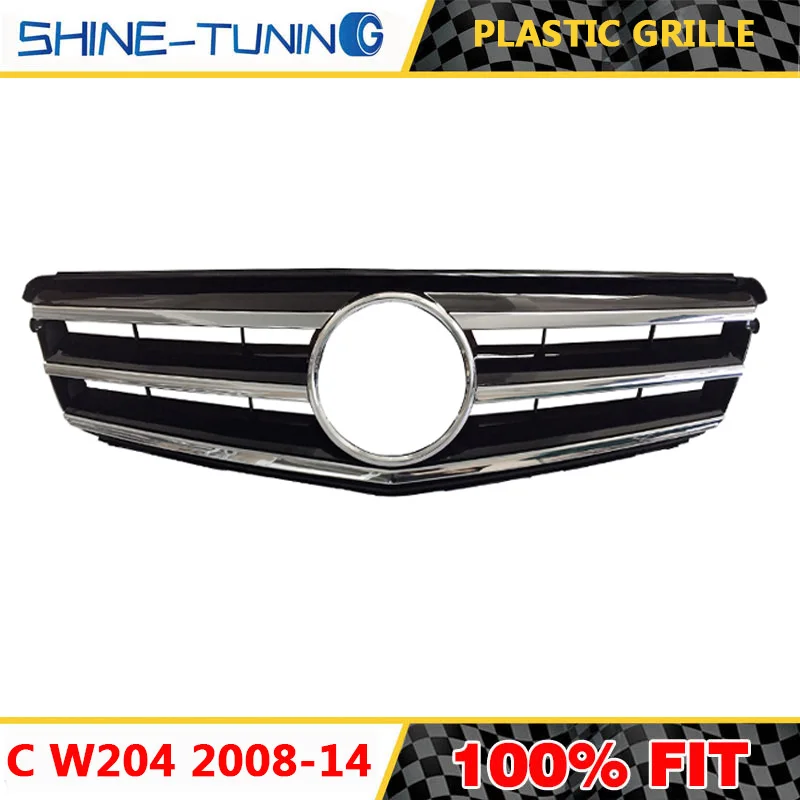 Подходит для mercedes C Class W204 C63 C180 amg черная/Серебристая передняя решетка 2008- C180 C200 C250 C300 C350 с эмблемой