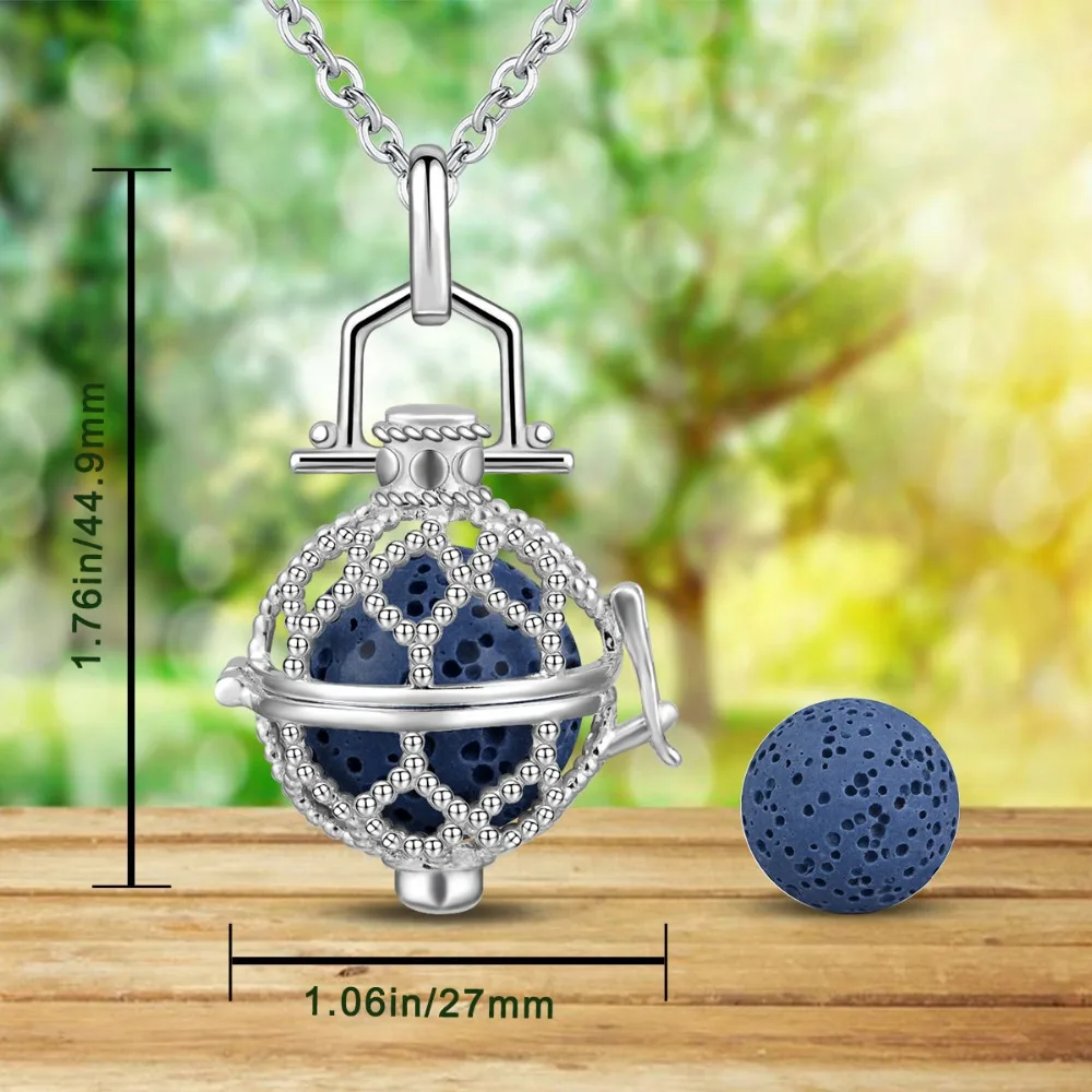 Эудора 18 мм Лава медальон с камнем Ароматерапия Ожерелье кулон эфирное масло