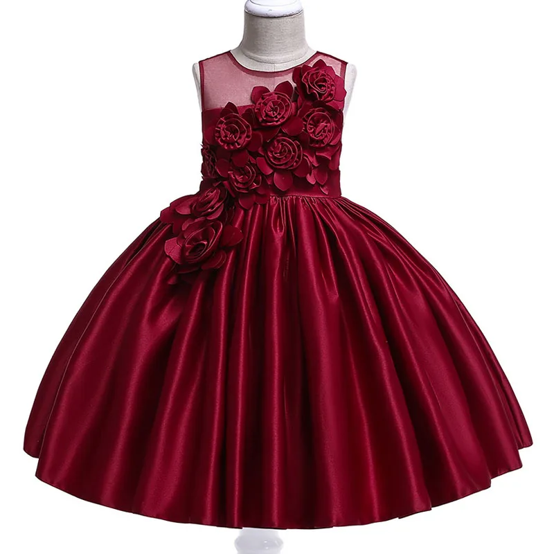 Wine red Детские платья;нарядное платье для девочки;кружево Блесток лук платье для девочки ;новогодний костюм для девочки;платье принцессы карнавальные костюмы для девочек;рождения праздничное платье для девочки;3 6 8 9 10 лет - Цвет: Wine red