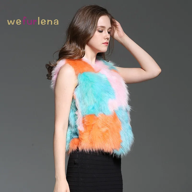 Welfurlena акция Женский жилет из натурального меха 2017 Осень и зима куртка енота с