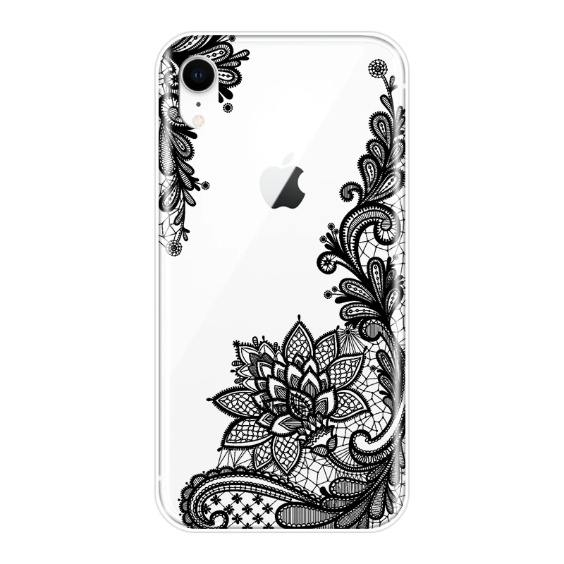 Эстетичный кружевной сексуальный силиконовый чехол для телефона iPhone X XR XS MAX 8 7 6 S