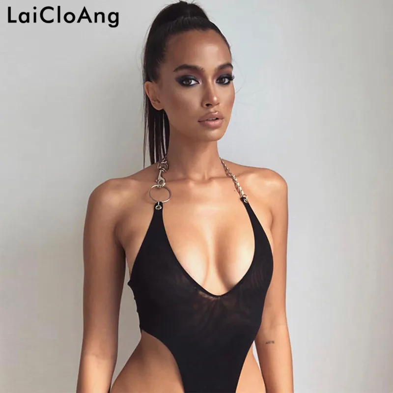 Женское прозрачное боди LaiCloAng летнее обтягивающее Боди без рукавов с открытой