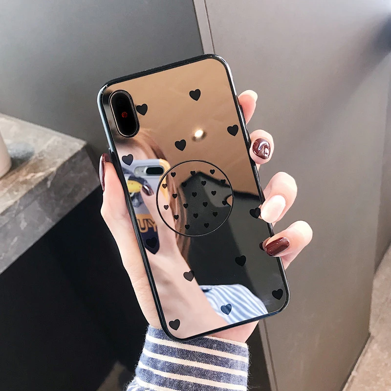 Роскошный зеркальный чехол для телефона GlamPhoneCase с сердечком iPhoneXS Max XS XR 8 8plus 7 7plus