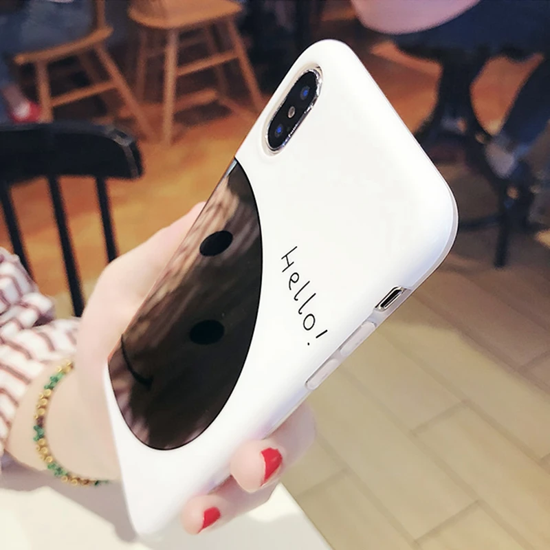 Корейский стиль ins популярные зеркало смайлик для iPhoneX мобильного телефона