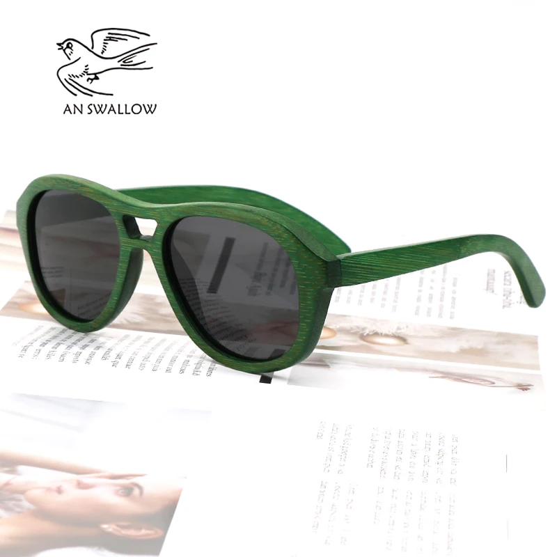 AN SWALLOW Real Wood Sunglasses Polarized Wooden Glasses UV400 Bamboo Brand Sun With Case | Аксессуары для одежды