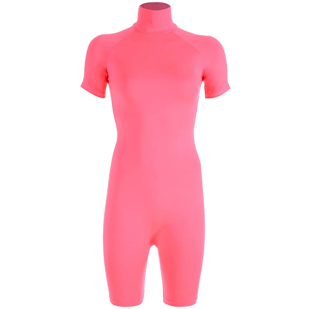 Открытый летний женский цельный комбинезон водолазка с коротким рукавом