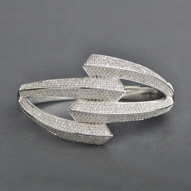 

Dazz Micro Inlay Cubic Zircon Jewelry Sets Silver Color Geometric Party Wedding Women Copper Dubai Bangle Ring Set Pulseiras