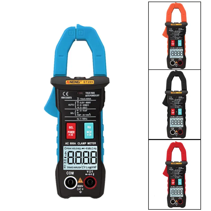 ST205 Мини цифровой клещи истинный RMS сопротивление напряжения емкость мультиметр