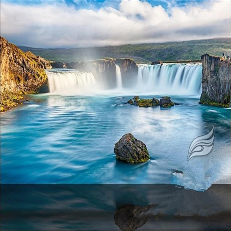 3d водопад фрески Европа ТВ кирпичный фон обои Гостиная Спальня papel де parede