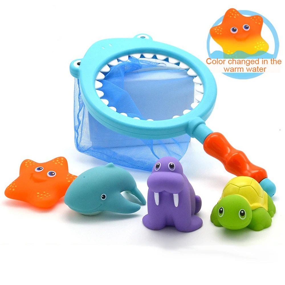 8 шт. Детские Игрушки для ванны рыболовные сети резиновая игрушка плавания