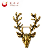 2022 vintage men jewelry deer head lapel pin metal brooch pin women christmas gift