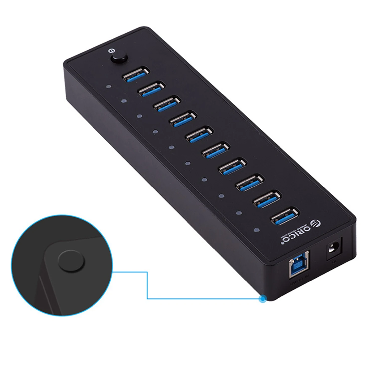 Orico 5 Гбит/с супер скорость 10 порт Usb 3,0 концентратор портативный 12 В 3 А адаптер питания через контроллер 3.3Ft для ноутбуков настольных периферийных устройств