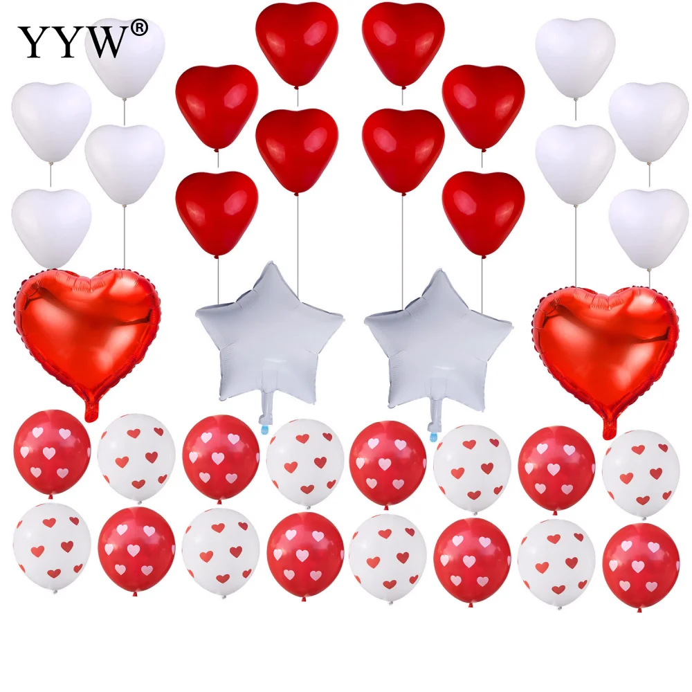 36pcs/Set Red Heart Balloons Love Party Balony Cute Theme Baloon Birthday Decorations Kids Adult Globals Balloon | Дом и сад