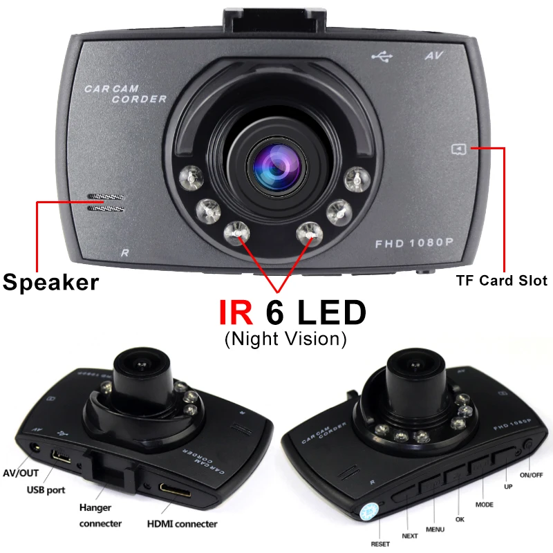 Dash Cam двойной объектив Автомобильный dvr камера Full HD 1080 P G sensor ночного видения