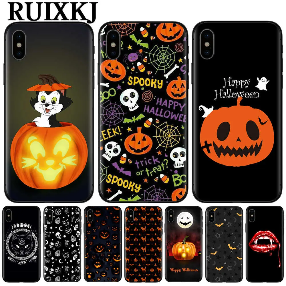 Чехол для телефона RUIXKJ с тыквой Хэллоуин летучая мышь iPhone X XR XS Max 8 7 6 6S Plus 5S SE