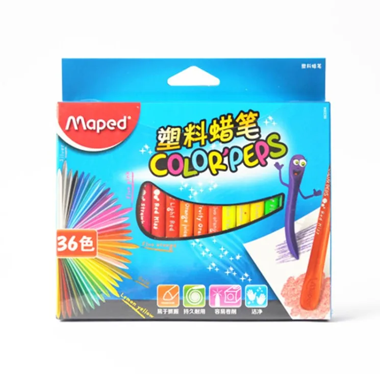 MAPED 12, 18, 24, 36, 48 цветов, пластиковый мелок, Детская кисть для рисования граффити, антипригарный треугольный карандаш - Цвет: 36 color