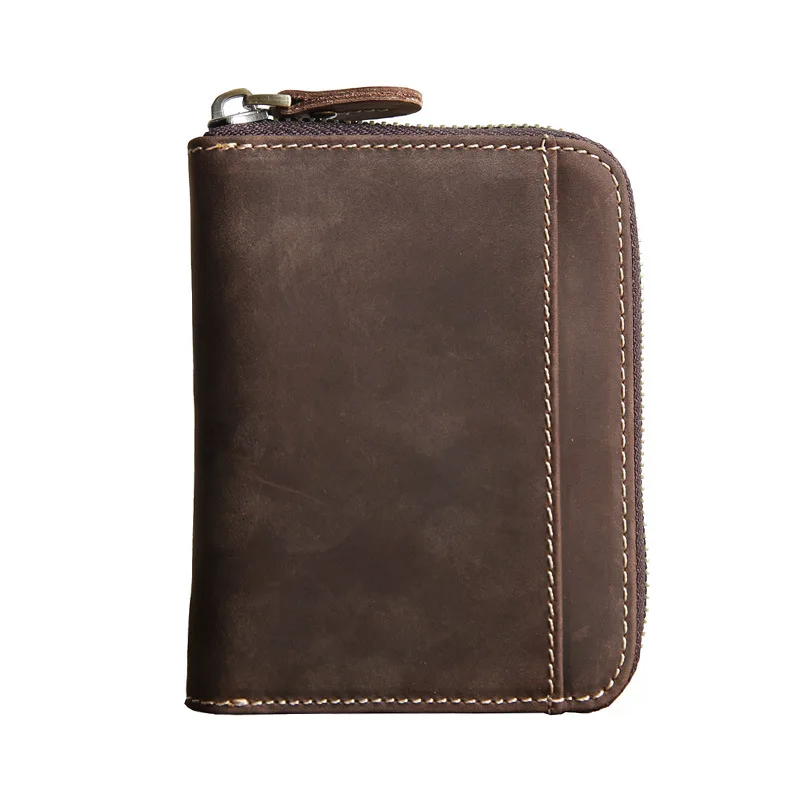 Маленький мужской кошелек из 100% натуральной кожи в стиле ретро Короткие Кошельки