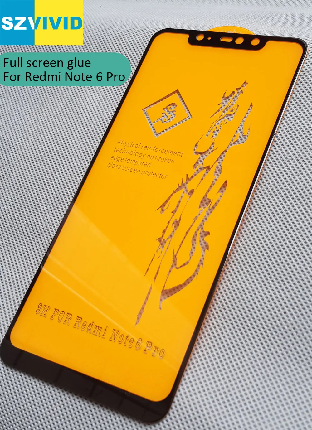 Полноэкранное закаленное стекло для панели Xiaomi Redmi Note 6 Pro 2.5D закругленное с
