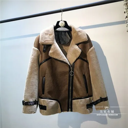 Dark brown Курточка-бомбер Casaco Feminino Jaquetas Feminino Зимняя Толстая куртка для женщин мото и байкерские карманы молнии Лоскутная куртка-пуховик - Цвет: Dark brown