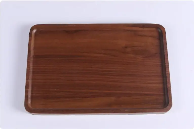 Primary color wood Квадратный черный орех деревянный поднос прямоугольная деревянная тарелка Высококачественная цельная деревянная тарелка для пиццы фруктовая десертная закуска для кофе-брейка тарелка - Цвет: Primary color wood