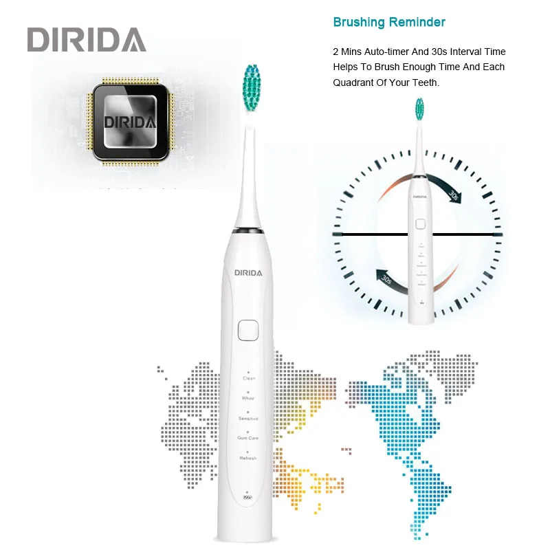 DIRIDA S2003 электрическая зубная щетка модная звуковая USB перезаряжаемая