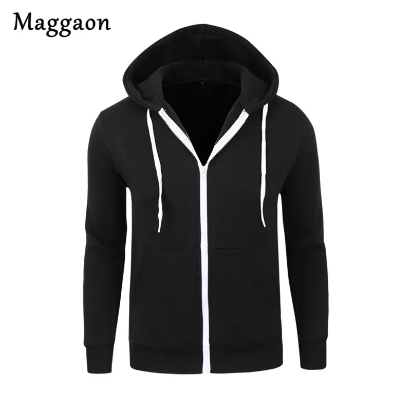 2018 New Men Hoodies Hombre Brand Leisure Zipper Jacket Long Sleeve Solid Color Hooded Sweatshirt Slim Fit Hoody | Мужская одежда