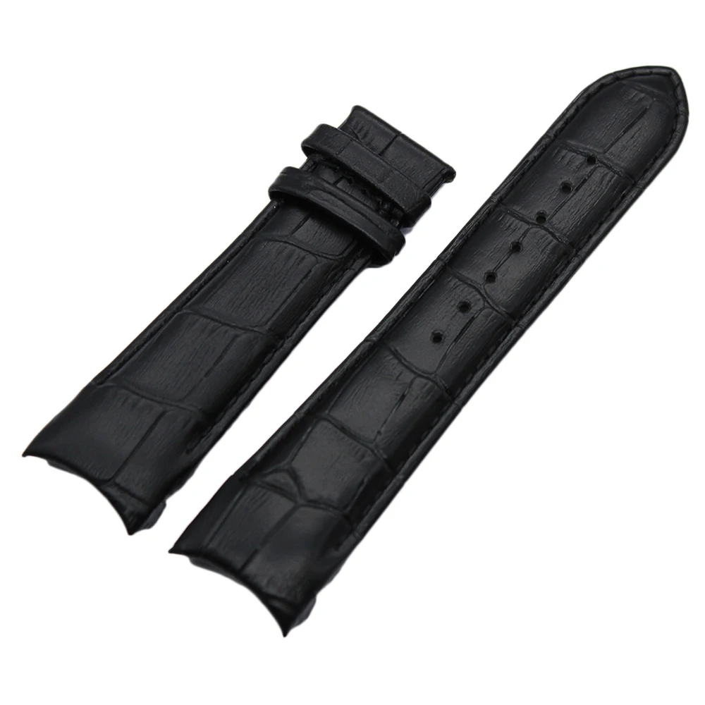 Black without Buckle Изогнутый конец натуральная кожа ремешок для часов+ инструмент для T035 Кутюрье часы ремешок Бабочка застежка ремешок браслет 22 мм 23 мм 24 мм - Цвет ремешка: Black without Buckle