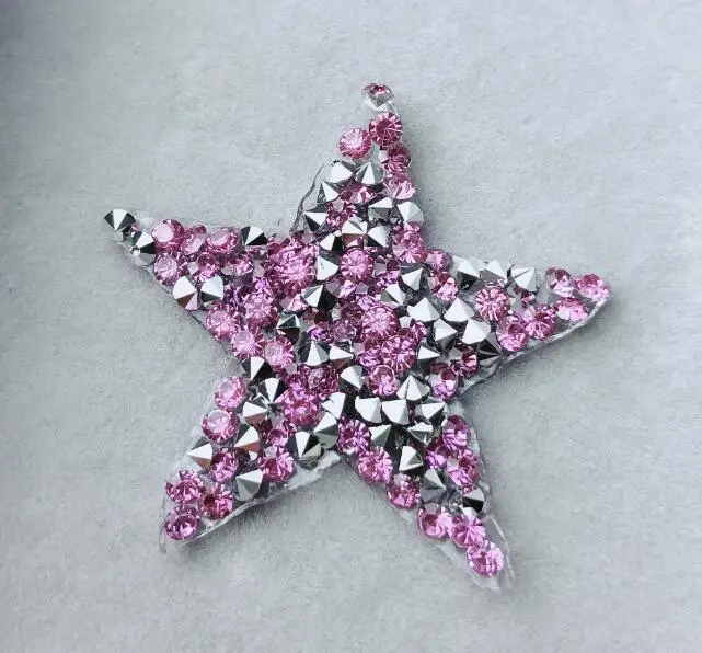 light purple silver Стразы наклейки-звездочки стразы аппликация 4,5 см, 5 шт./лот, звезда, стразы украшения, джинсы "сделай сам" нашивки на одежду - Цвет: light purple silver