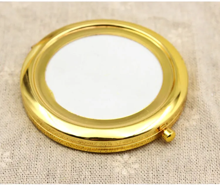 Gold Ручное зеркало, сделай сам, для макияжа, пустая, маленькое зеркало, портативное, для женщин, для макияжа, с карманом, складывается, двустороннее косметическое зеркало, логотип, на заказ, подарки - Цвет: Gold