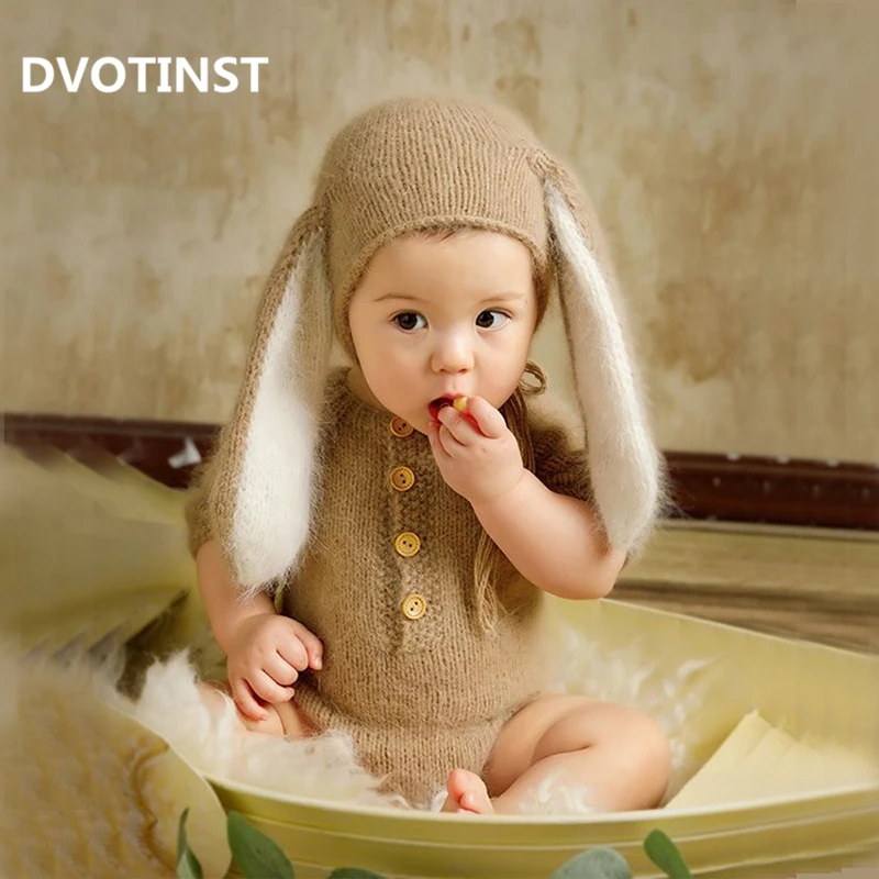 Dvotinst новорожденный реквизит для фотосессии для ребенка, вязаная крючком мягкая одежда, комбинезоны, аксессуары для фотосессии в студии