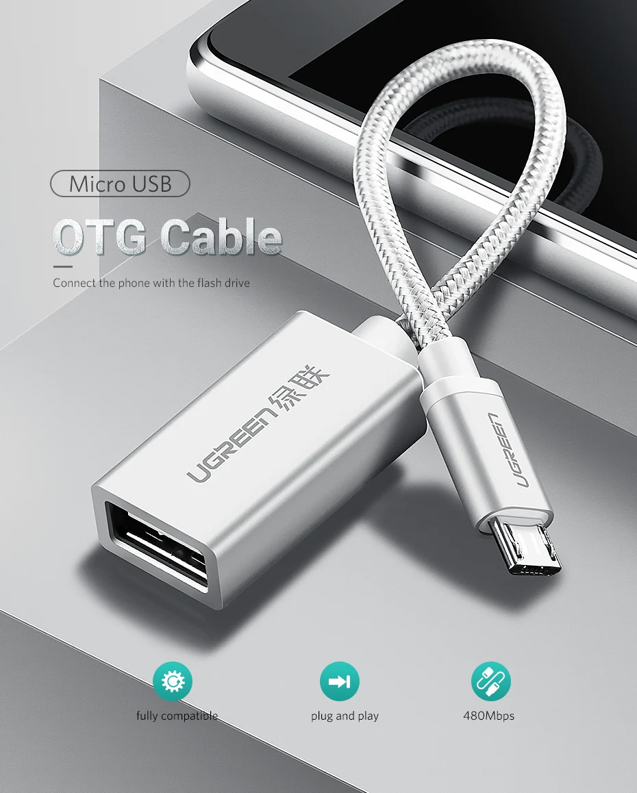 Ugreen OTG кабель Micro USB OTG адаптер для samsung Galaxy XIAOMI HUAWEI Micro USB OTG Android планшет кабель для мобильного телефона OTG USB