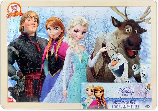 Disney замороженные Микки и Минни Маус София головоломки 100 шт. обучения Развивающие интересные деревянные игрушки для детей подарок развивающие игрушки пазлы развивающие игрушки для детей головоломка игрушка бизиборд