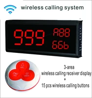3 number display host 15 calling button wireless pager calling system for cafe coffee shop