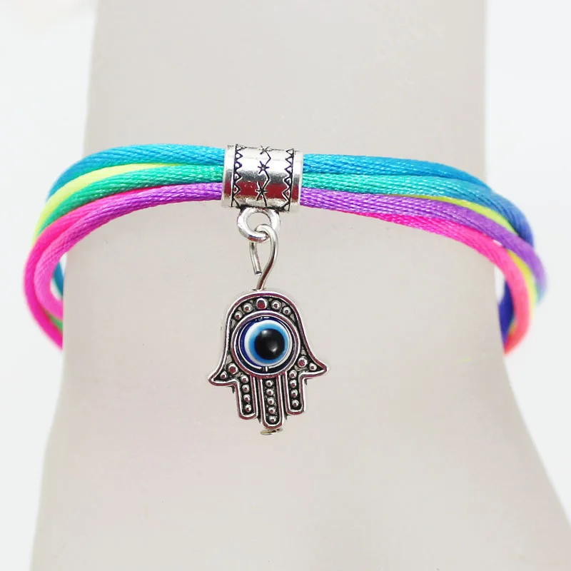 2017 New Thin Multicolor Thread Evil Eye Charms Bracelet String Rope Braided Bangles For Women Men Adjustable Length | Украшения и
